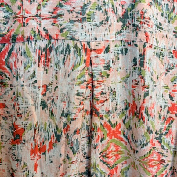 Allison Daley Womens VNeck Blouse 2XL Tie Front Cuffs 3/4 Sleeve IKAT Peach NWT - Picture 7 of 10